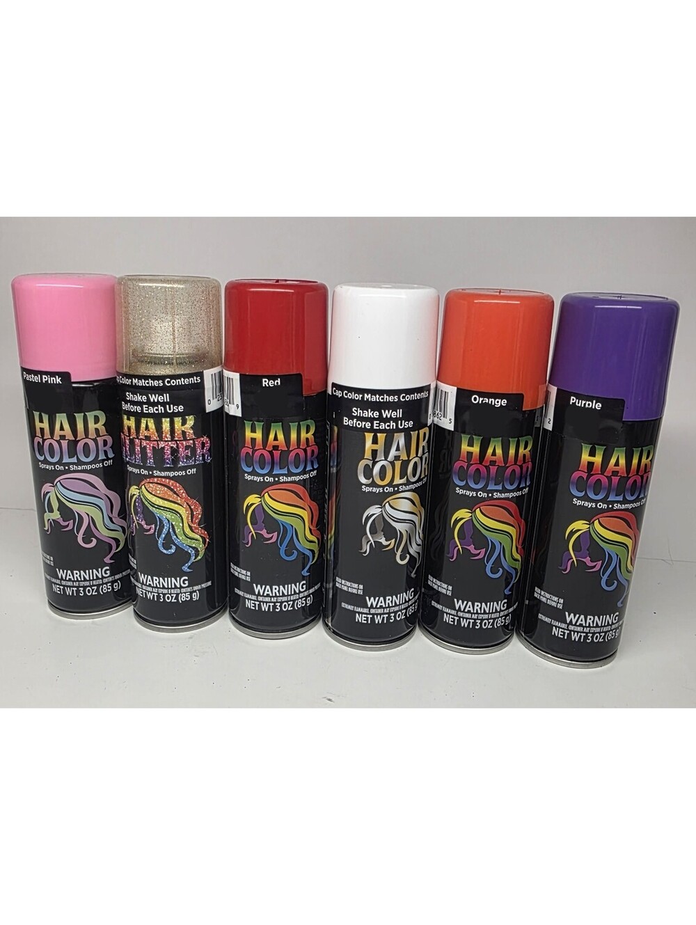 Temporary Hair Color Spray Birthday Party Halloween 3OZ (6 Cans) - 6 Colors